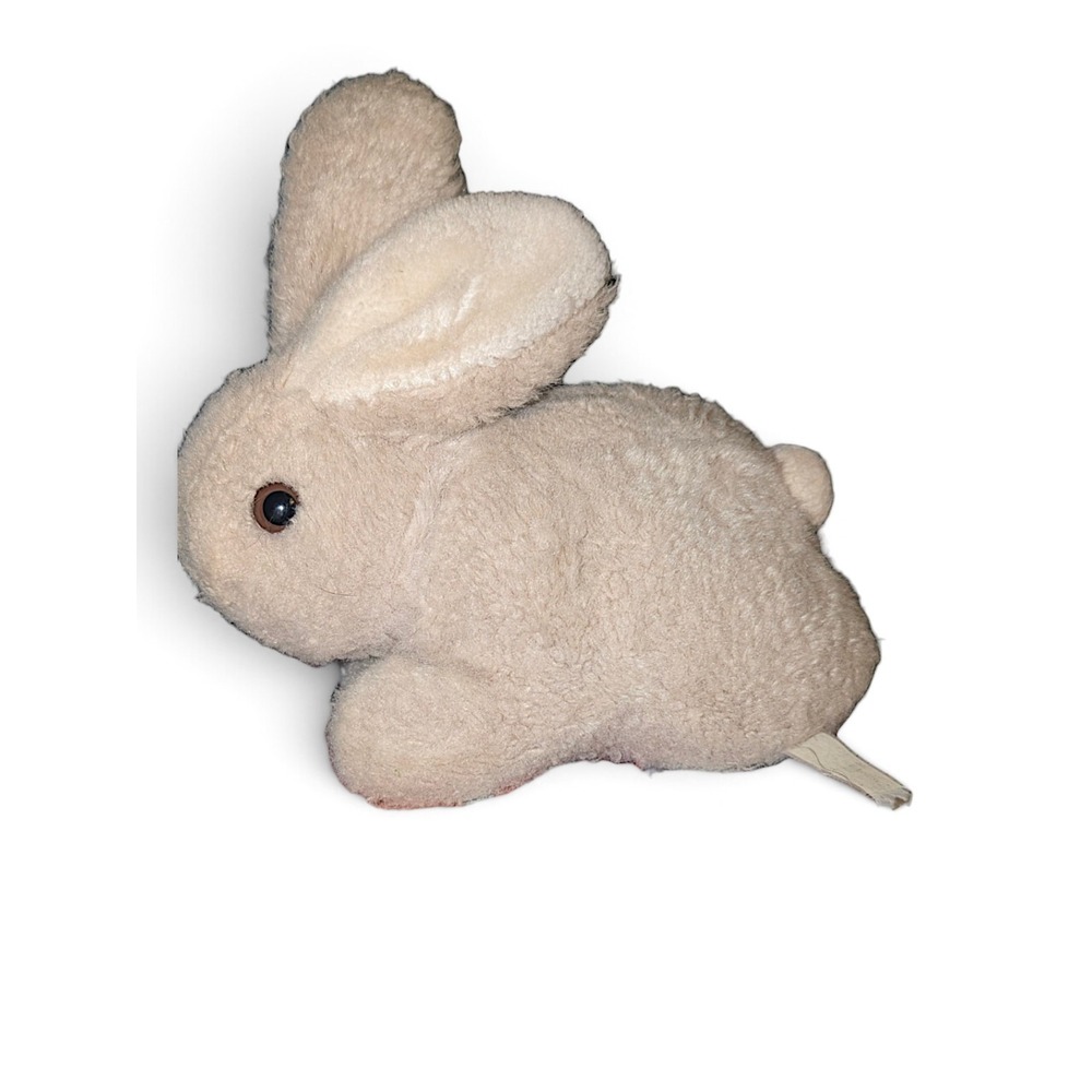 Vtg Eden Toys Cream Bunny Rabbit Plush Rattle Comfort Stuffed Animal Baby Toy 7"